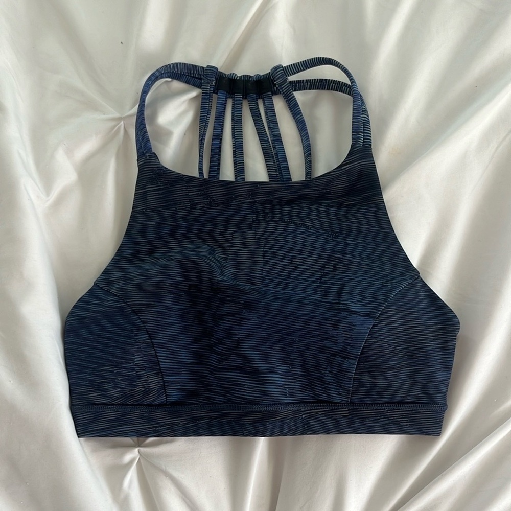 Women's Strappy Blue Sports Bra